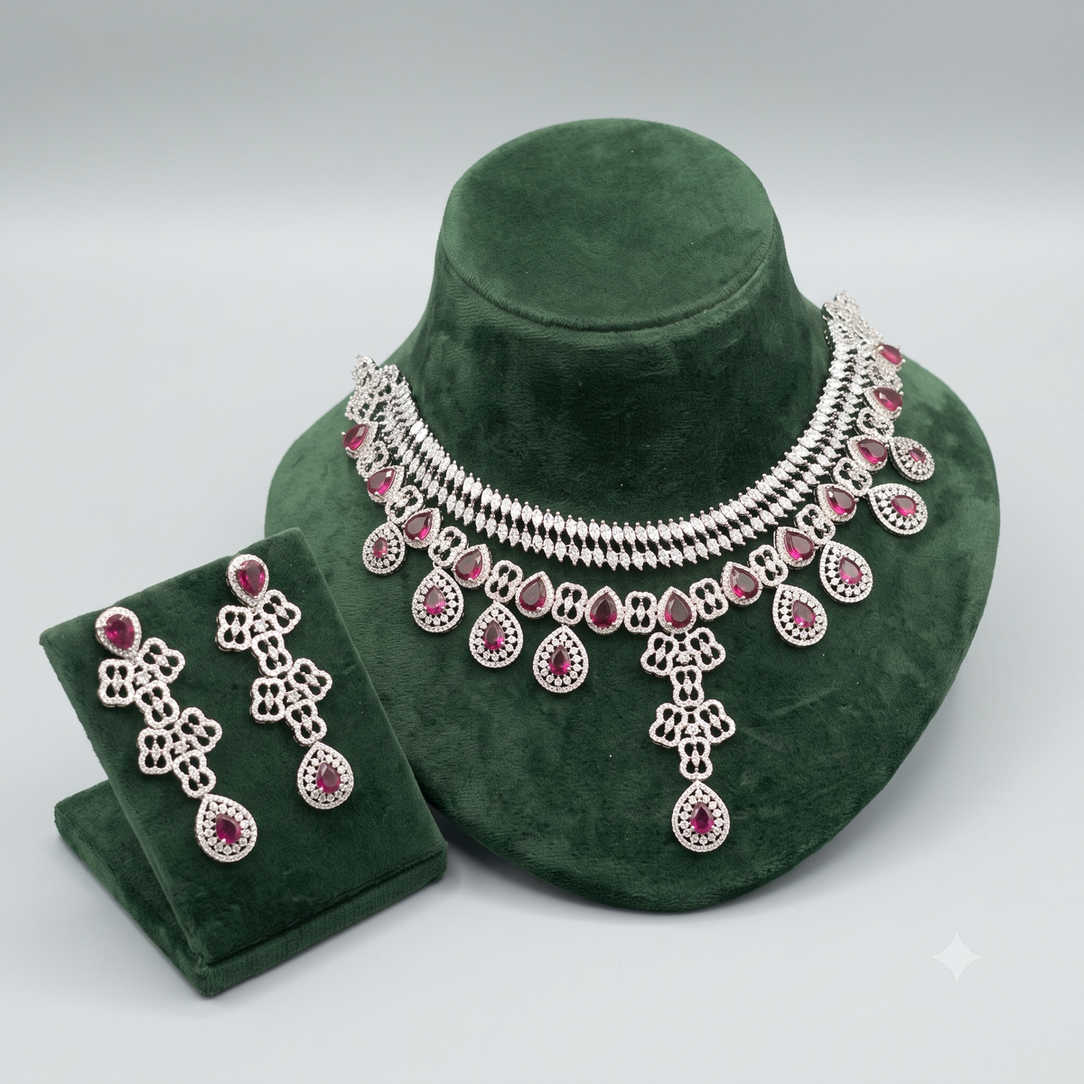 Kiara Teardrop Halo Choker Necklace Set